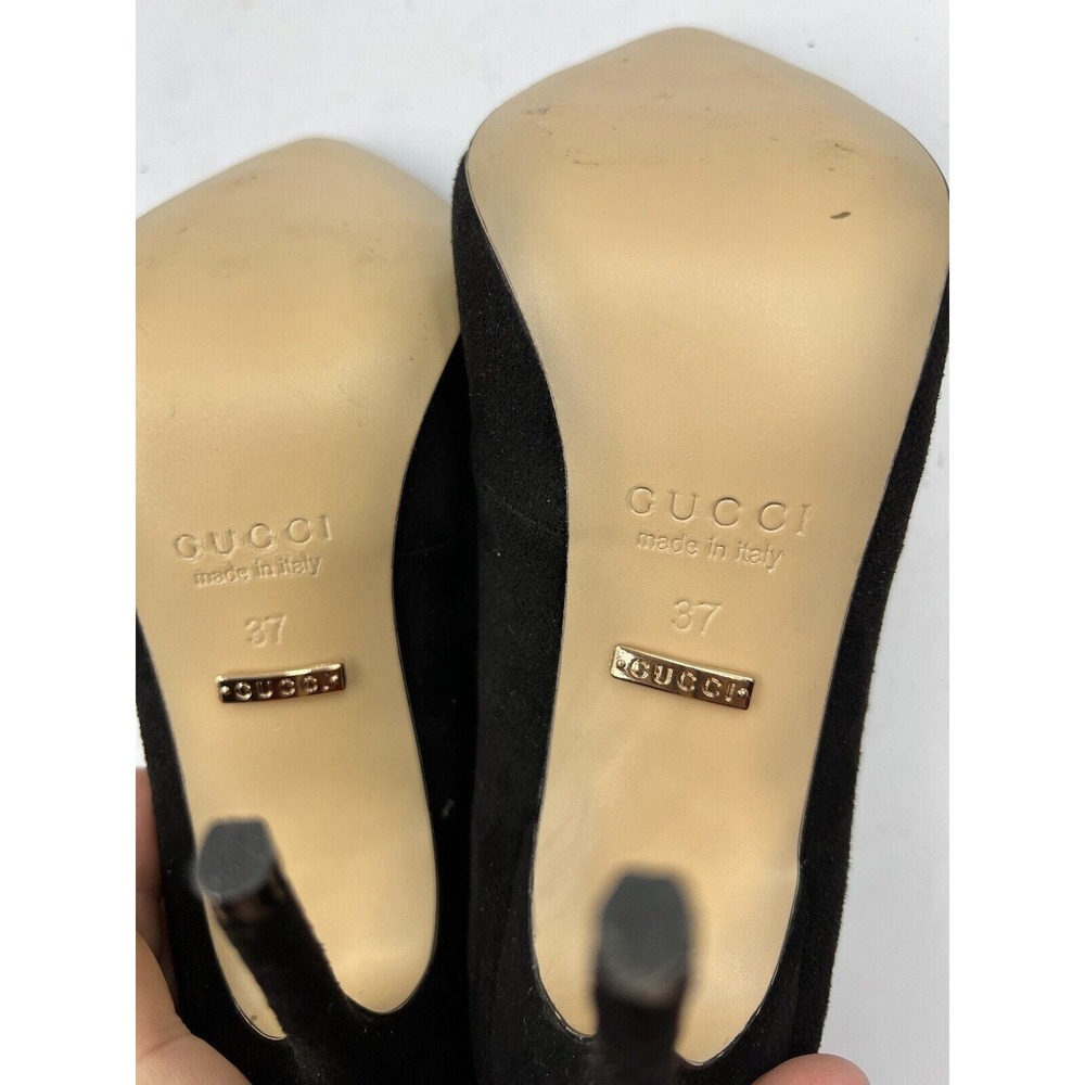 GUCCI Black Suede High Heels Stiletto Pumps ‎ Size 37 US Womens Size 6.5-7 - Picture 3 of 9